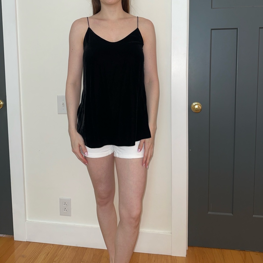 Theory Black Velvet Camisole Top